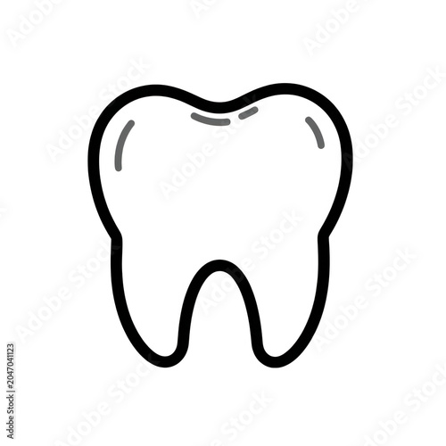 Tooth Icon with Enamel Detail Isolated on Transparent Background