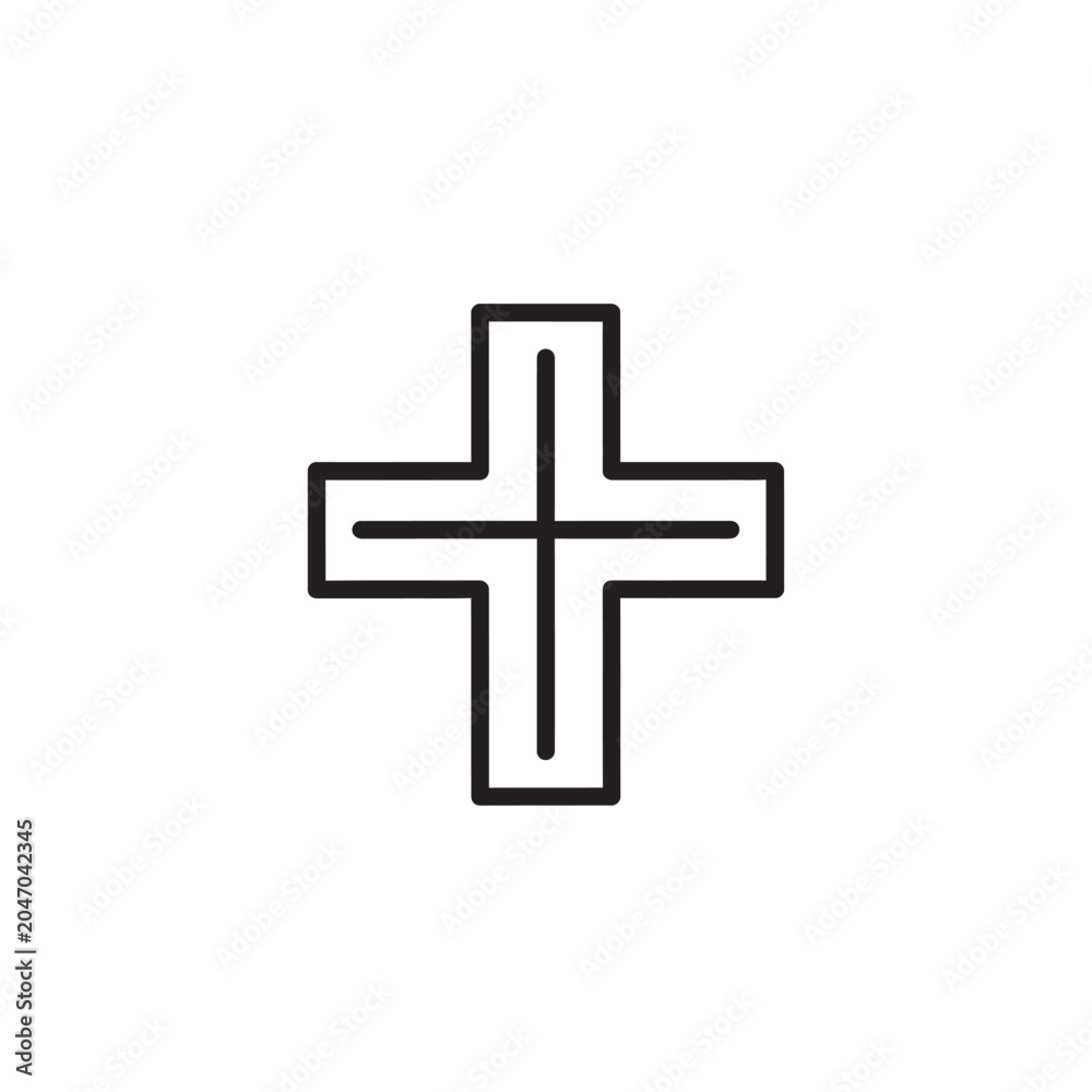 Fototapeta premium Black cross icon outline symbol on white background