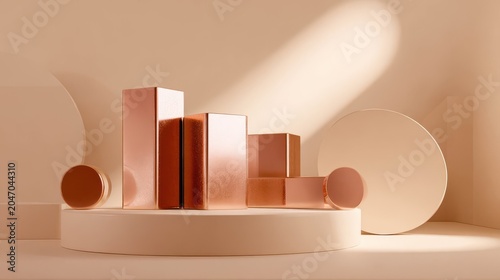 Elegant Still Life Arrangement of Geometric Shapes in Soft Lighting