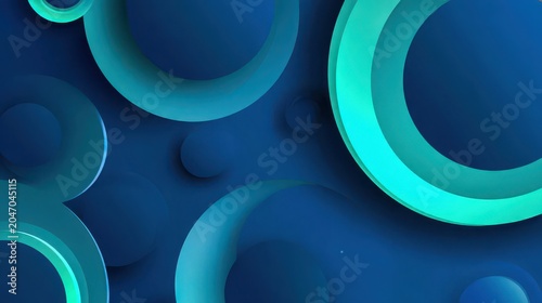 Abstract Circular Design with Gradient Shapes on Blue Background