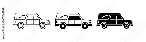 Bild auf Leinwand Hearse Vector Icons, Funeral Car Graphics, Black and White Vehicle Illustrations