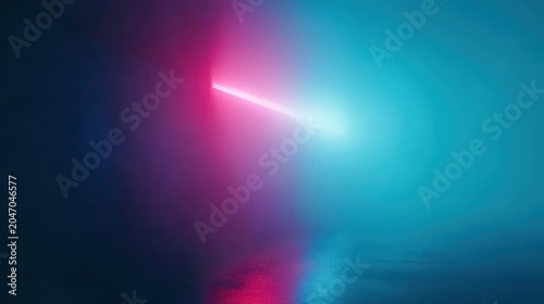 Futuristic Laser Beam Cutting Through Thick Fog at Night