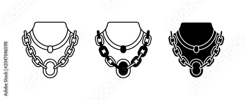 Obraz na płótnie Chunky Chain Necklace Icons, Modern Jewelry Vector Graphics, Fashion Accessory S