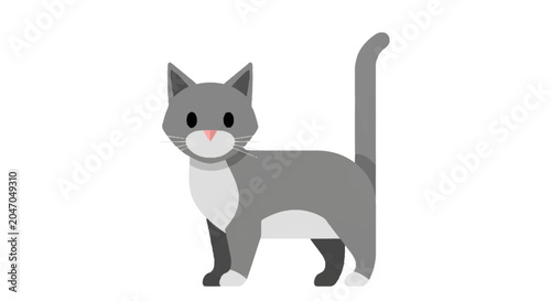 Cute Cartoon Cat Standing with Playful Expression for Pet and Animal Content