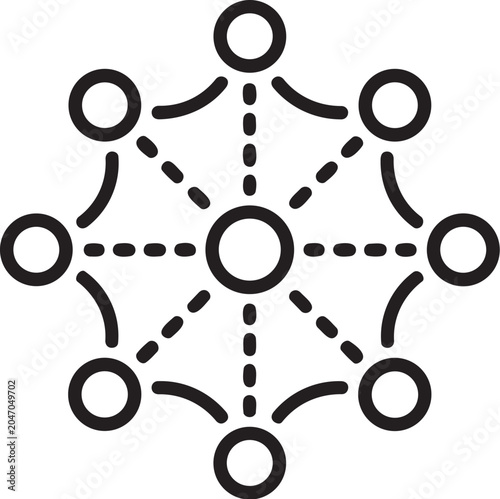 Black network connection icon with dots and lines