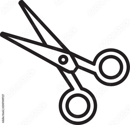 Black scissors icon with open blades