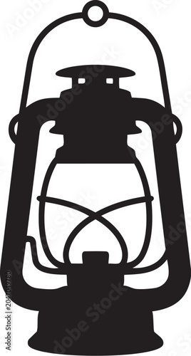 Black silhouette of vintage lantern