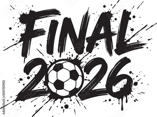 Championship Final 2026 Soccer Ball Brush Text Vector Illustration
