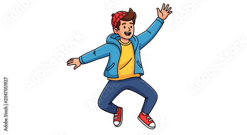 Quadro em tela Young man jumping in the air.