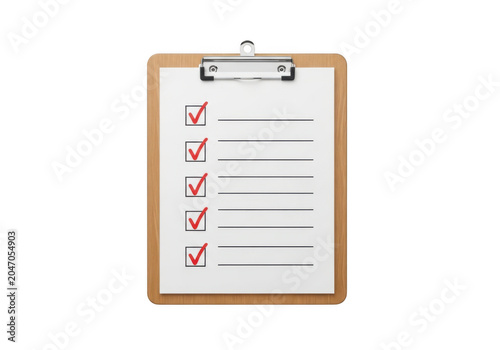 Clipboard with checklist and red checkmarks