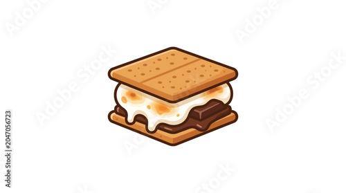 Quadro su tela A delicious toasted smore sandwich featuring melted marshmallow and chocolate between two graham crackers