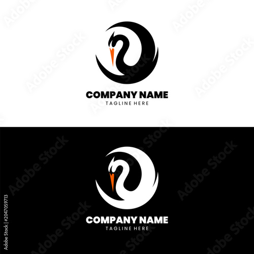 moon heron logo design vector