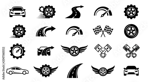 Fotografie Car Racing Emblems and Logos.