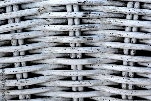 Canvas Print Detailed view of rustic white wickerwork pattern