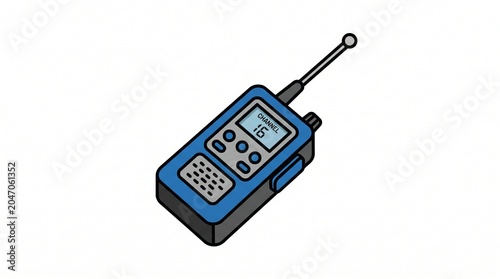 Digital handheld radio device with antenna and screen displaying numbers, perfect for communication and connectivity needs