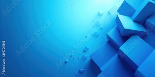 Abstract blue geometric shapes banner Wide format, modern design , minimalist, artwork, bold