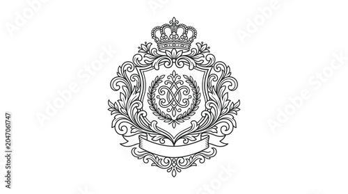 Schilderij op canvas Crown Emblem Crest Royal Logo Design.