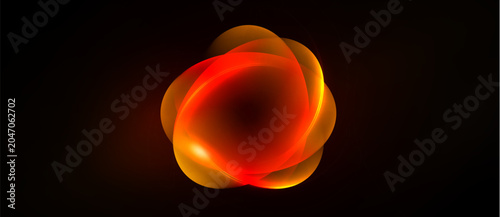Bild auf Leinwand Bright orange, red swirl dominates black background