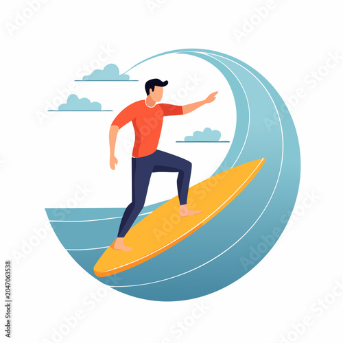 Surfer Riding a Wave