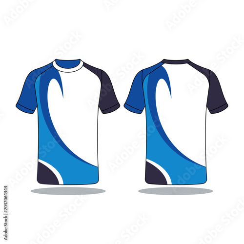 wavy blue sports t-shirt vector design