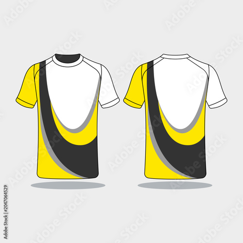 wavy yellow sports t-shirt vector design
