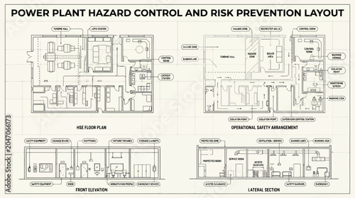 Foto Power Plant Hazard Control and Risk Prevention Layout Vector for Industrial Safe