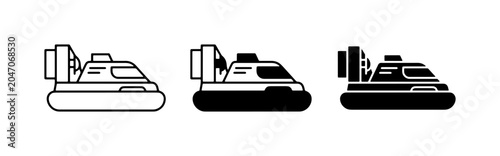 Foto Hovercraft Icons, Air Cushion Vehicle Vector Graphics, Amphibious Transport Set