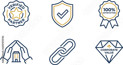 Tableau sur toile Collection of business and corporate service icons designed in a modern flat lin
