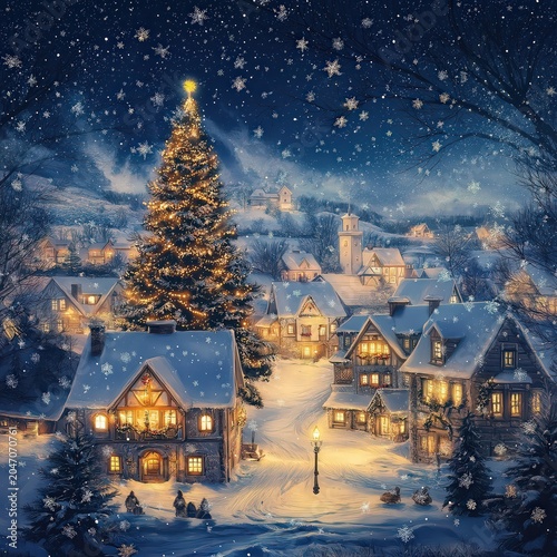 Christmas Dream Village. The magic of Christmas night.