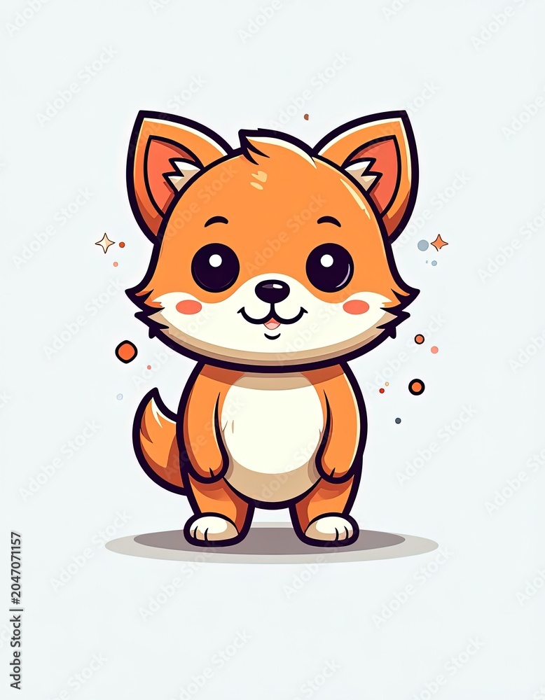 Obraz premium Cute cartoon fox with big eyes.
