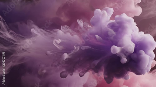 Abstract liquid motion of purple and pink ink swirling in water swirl flow cloud dye artistic