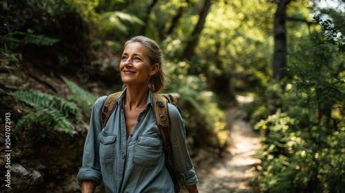 Fit woman smiling after outdoor exercise session