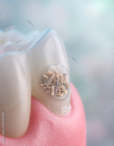 Tooth surface bacteria and gum hygiene concept