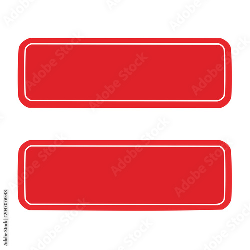 Two blank red rectangular signs with white border on transparent