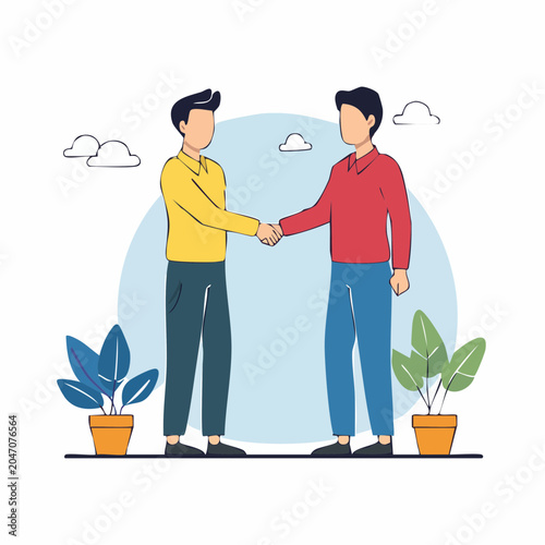 Two men shaking hands, representing agreement and partnership