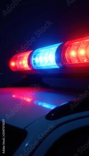 Vector illustration of realistic police light bar with flaring effect, red blue yellow LEDs flashing , vector illustration, design