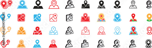 Foto A collection of modern colorful map location pin icons