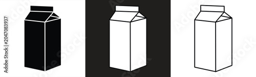 Canvastavla Large milk carton icon set for food apps and websites