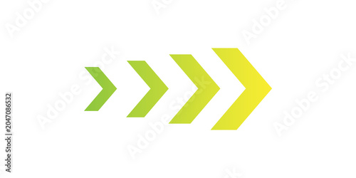 Gradient arrows pointing right isolated on transparent background