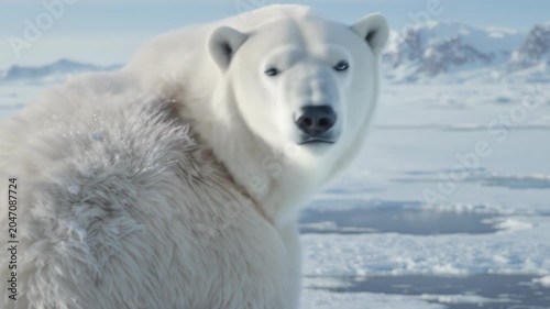 Majestic Polar Bear Standing Proudly on Arctic Ice Floes.