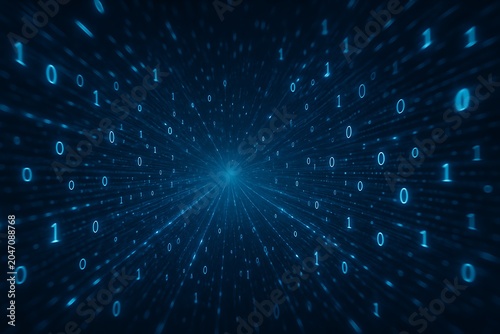 Futuristic Binary Code Tunnel Representing Big Data Processing and Cyber Security Technology Concept