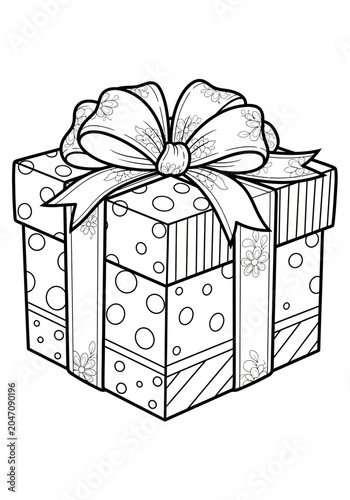 Gift box with polka dot wrapping and bow