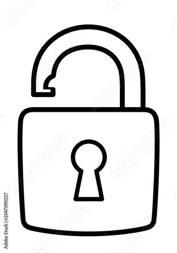 Simple open padlock icon with keyhole