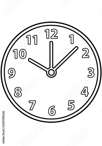 Simple black and white analog clock illustration
