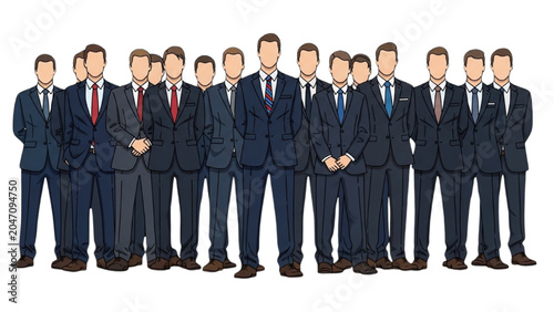 A group of businessmen standing together in suits and ties indoors.
