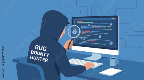 Canvas Print Bug Bounty Hunter Searching Code for Vulnerabilities