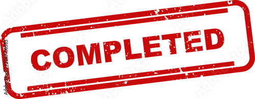Fotografi Completed red stamp for document approval and validation
