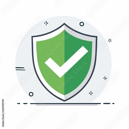 Green shield with white checkmark icon