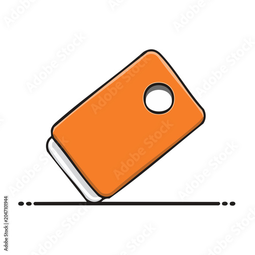 Orange price tag icon with a hole