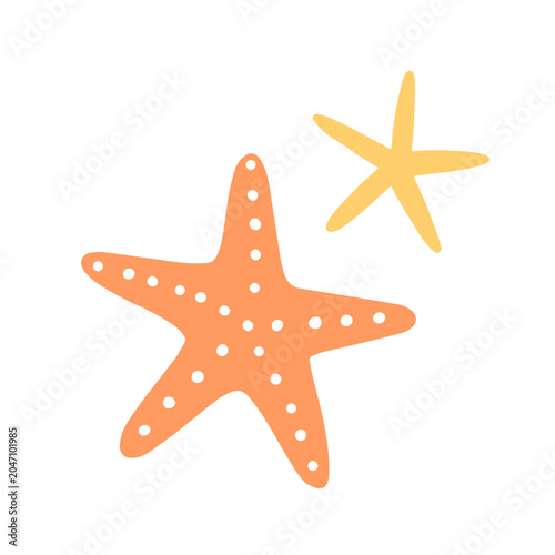 Starfishes in doodle style. Sea star fishes, beach coastal design elements. M...